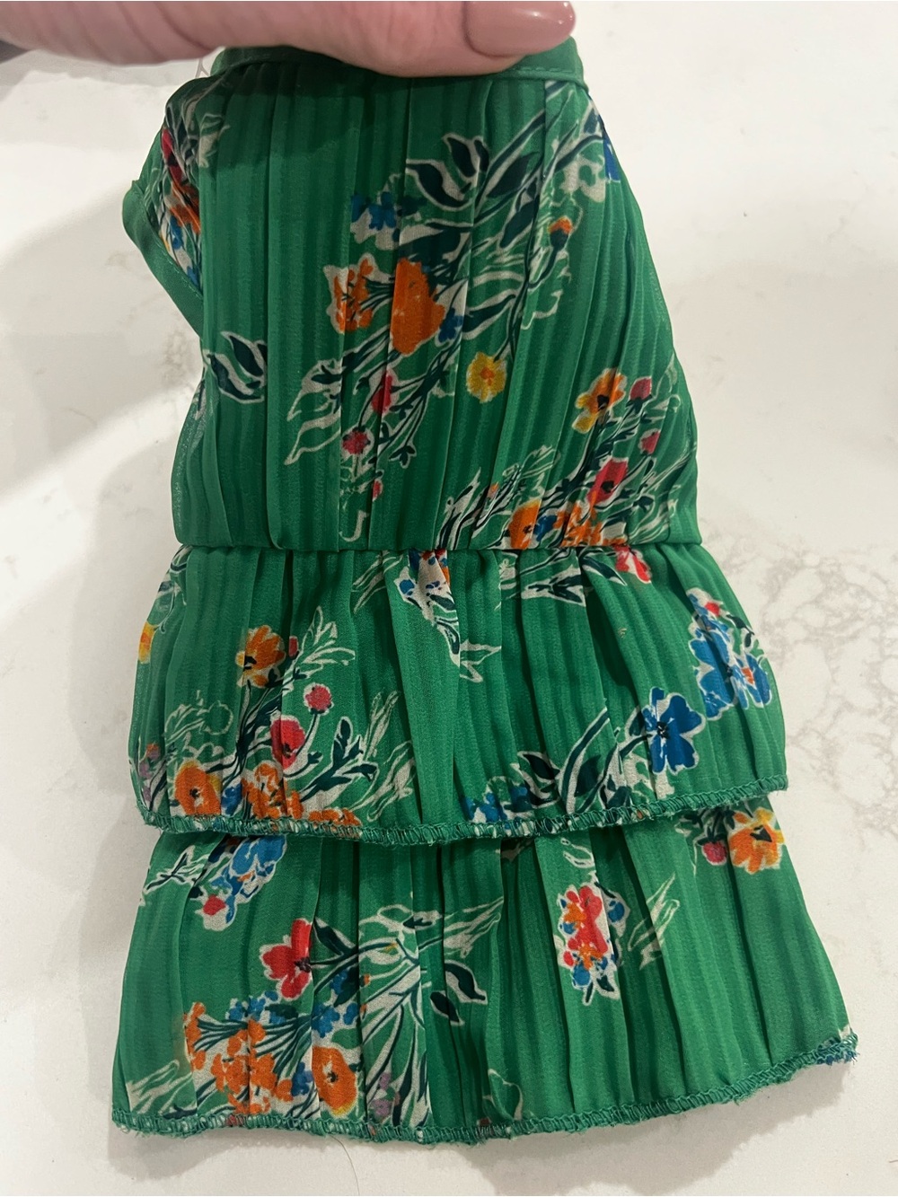 a new day Green Floral Tiered Dog Dress with Multicolor Flowers